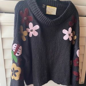 California Moon Rise Floral oversized bell sleeve sweater
